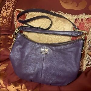 Coach Purple Pebbled Leather Shoulder Bag